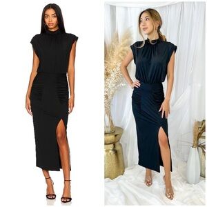 krisa Mockneck Midi Dress in Black Size XS